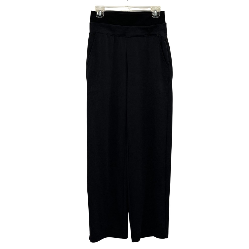 Athleta Good Pre-Owned Seasoft Wide Leg Pants Women S Black High Rise Tencel